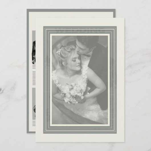 ヴィンテージウェディング新聞 招待状 (正面/裏面)