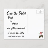 ヴィンテージウェディング日付を保存！ハッピーニューリヴァーズ 案内ポストカード (裏面)