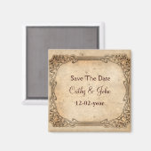 ヴィンテージウェディング日付マグネットを保存 マグネット (正面/裏面)