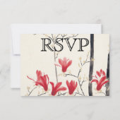 ヴィンテージウェディング日本のピンクマグノリアツリー 出欠カード (裏面)