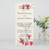 ヴィンテージウェディング日本のピンクマグノリアツリー 招待状 (スタンド正面)