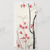 ヴィンテージウェディング日本のピンクマグノリアツリー 招待状 (裏面)