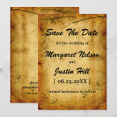 ヴィンテージウェディング日本の竹カリグラフィアート セーブザデート (正面/裏面)