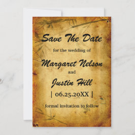 ヴィンテージウェディング日本の竹カリグラフィアート セーブザデート