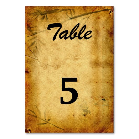 ヴィンテージウェディング日本の竹カリグラフィアート テーブルナンバー (正面)