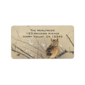 ヴィンテージウェディング日本の、フクロウと梅 ラベル (正面)