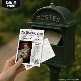 ヴィンテージウェディング結婚サンキューカード新聞 サンキューカード