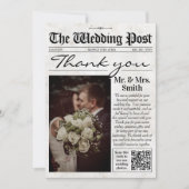 ヴィンテージウェディング結婚サンキューカード新聞 サンキューカード (正面)