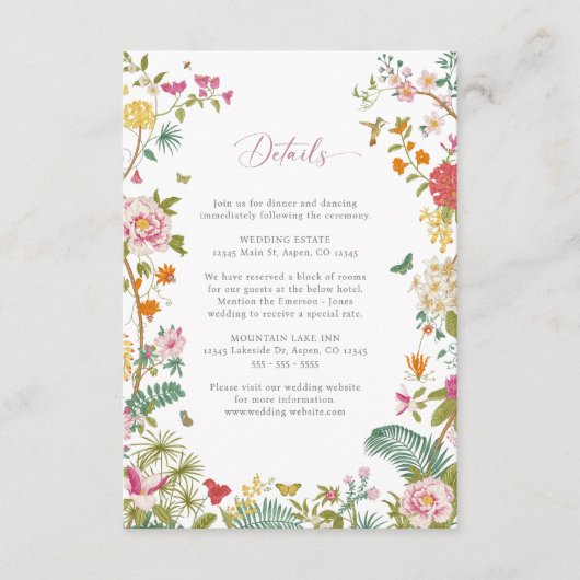 ヴィンテージウェディング詳細カード エンクロージャーカード (正面)