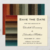 ヴィンテージウェディング, あたたかなオータムストライプパターン セーブザデート (正面/裏面)