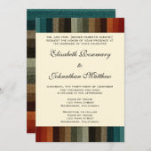 ヴィンテージウェディング, あたたかなオータムストライプパターン 招待状 (正面/裏面)