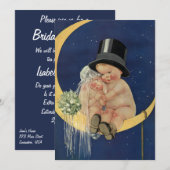 ヴィンテージウェディング、かわいいレトロブライダルシャワーパーティー 招待状 (正面/裏面)