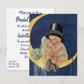 ヴィンテージウェディング、かわいいレトロブライダルシャワーパーティー 招待状 (正面/裏面)
