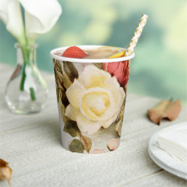 ヴィンテージウェディング アンティークガーデンローズ フラワーズ 紙コップ