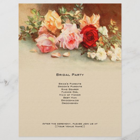 ヴィンテージウェディング、アンティークバラ花はまだ生活 (裏面)