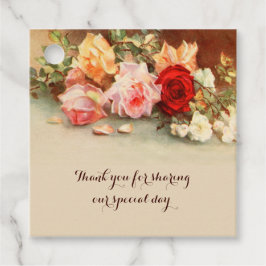 ヴィンテージウェディング、アンティークバラ花はまだ生活 フェイバータグ