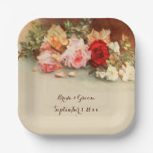 ヴィンテージウェディング、アンティークバラ花はまだ生活 ペーパープレート (正面)