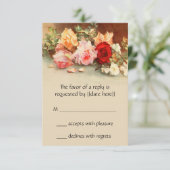 ヴィンテージウェディング、アンティークバラ花はまだ生活 出欠カード (スタンド正面)