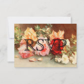 ヴィンテージウェディング、アンティークバラ花はまだ生活 出欠カード (裏面)