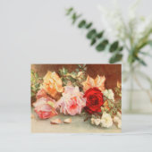 ヴィンテージウェディング、アンティークバラ花はまだ生活 案内ポストカード (スタンド正面)