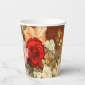 ヴィンテージウェディング、アンティークバラ花はまだ生活 紙コップ (裏面)