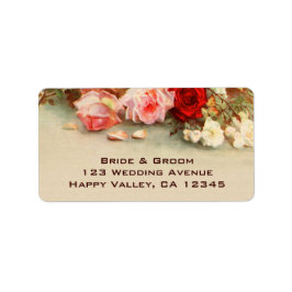 ヴィンテージウェディング、アンティークバラ花フローラアート ラベル