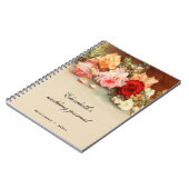 ヴィンテージウェディング、アンティークバラ花フローラ ノートブック (左側)