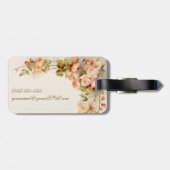 ヴィンテージウェディング、アンティークピンクローズフラワーズフローラ ラゲッジタグ (裏面横)