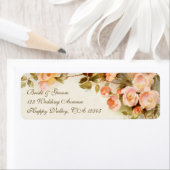 ヴィンテージウェディング、アンティークピンクローズフラワーズフローラ ラベル (インサイチュ)