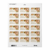 ヴィンテージウェディング、アンティークピンクローズフラワーズフローラ ラベル (フルシート)