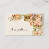 ヴィンテージウェディング、アンティークピンクローズフラワーズフローラ 名刺 (正面)