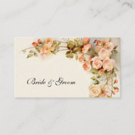 ヴィンテージウェディング、アンティークピンクローズフラワーズフローラ 名刺