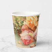 ヴィンテージウェディング、アンティークローズの花の静物 紙コップ (正面)