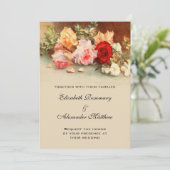ヴィンテージウェディング アンティークローズの花 静物 招待状 (スタンド正面)