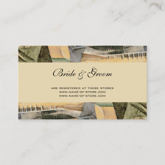 ヴィンテージウェディング、アーストーンカラー、キュービズム美術 エンクロージャーカード (正面)