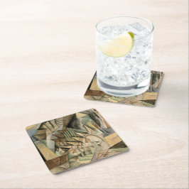 ヴィンテージウェディング、アーストーンカラー、キュービズム美術 スクエアペーパーコースター