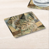 ヴィンテージウェディング、アーストーンカラー、キュービズム美術 スクエアペーパーコースター (アングル)