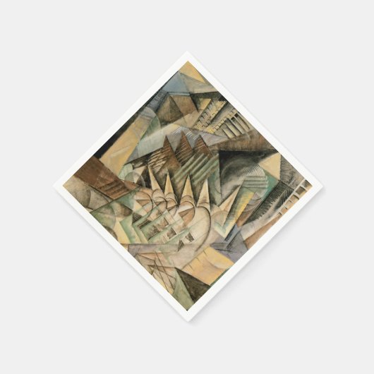 ヴィンテージウェディング、アーストーンカラー、キュービズム美術 スタンダードカクテルナプキン (角)
