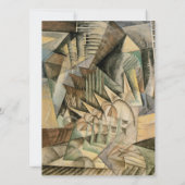 ヴィンテージウェディング、アーストーンカラー、キュービズム美術 セーブザデート (裏面)