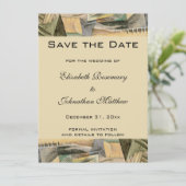 ヴィンテージウェディング、アーストーンカラー、キュービズム美術 セーブザデート (スタンド正面)