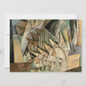 ヴィンテージウェディング、アーストーンカラー、キュービズム美術 セーブザデート (裏面)