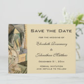 ヴィンテージウェディング、アーストーンカラー、キュービズム美術 セーブザデート (スタンド正面)