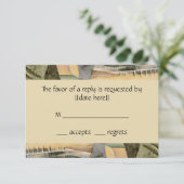 ヴィンテージウェディング、アーストーンカラー、キュービズム美術 出欠カード (スタンド正面)