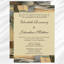 ヴィンテージウェディング、アーストーンカラー、キュービズム美術 招待状