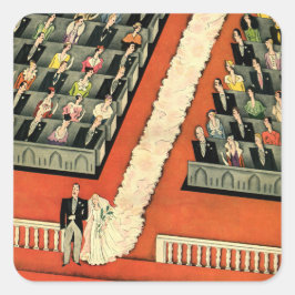 ヴィンテージウェディング、アートデコの花嫁と新郎の新婚 スクエアシール