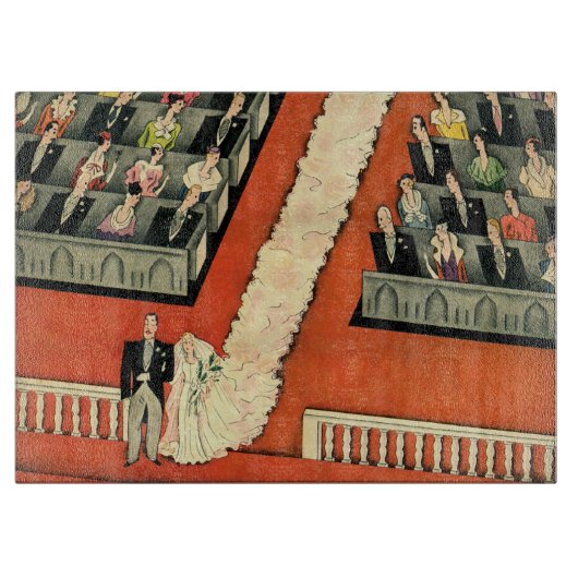 ヴィンテージウェディング、アールデコ新婚と新婚の新婚 カッティングボード (正面)