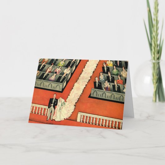 ヴィンテージウェディング、アールデコ新婚と新婚の新婚 カード (正面)