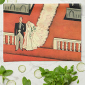 ヴィンテージウェディング、アールデコ新婚と新婚の新婚 キッチンタオル (折り畳み)