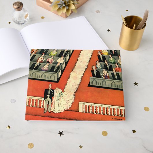 ヴィンテージウェディング、アールデコ新婚と新婚の新婚 ゲストブック (正面見開き)