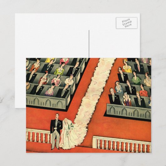 ヴィンテージウェディング、アールデコ新婚と新婚の新婚 ポストカード (正面/裏面)